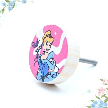 Handmade Pine Wood Cinderella Ball Gown Knob for Kids Furniture